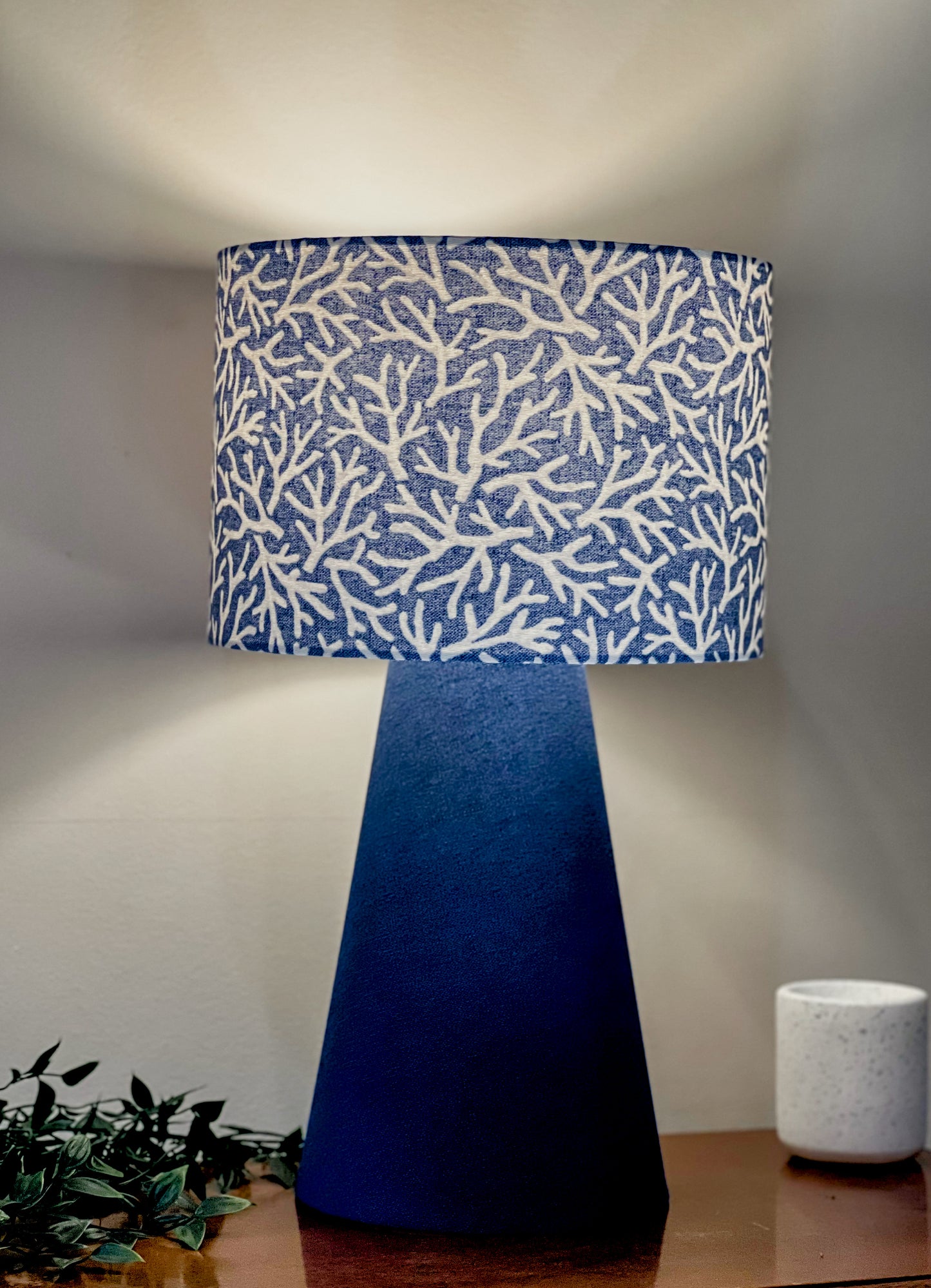 Blue Coral Handmade Table Lamp with Blue Base