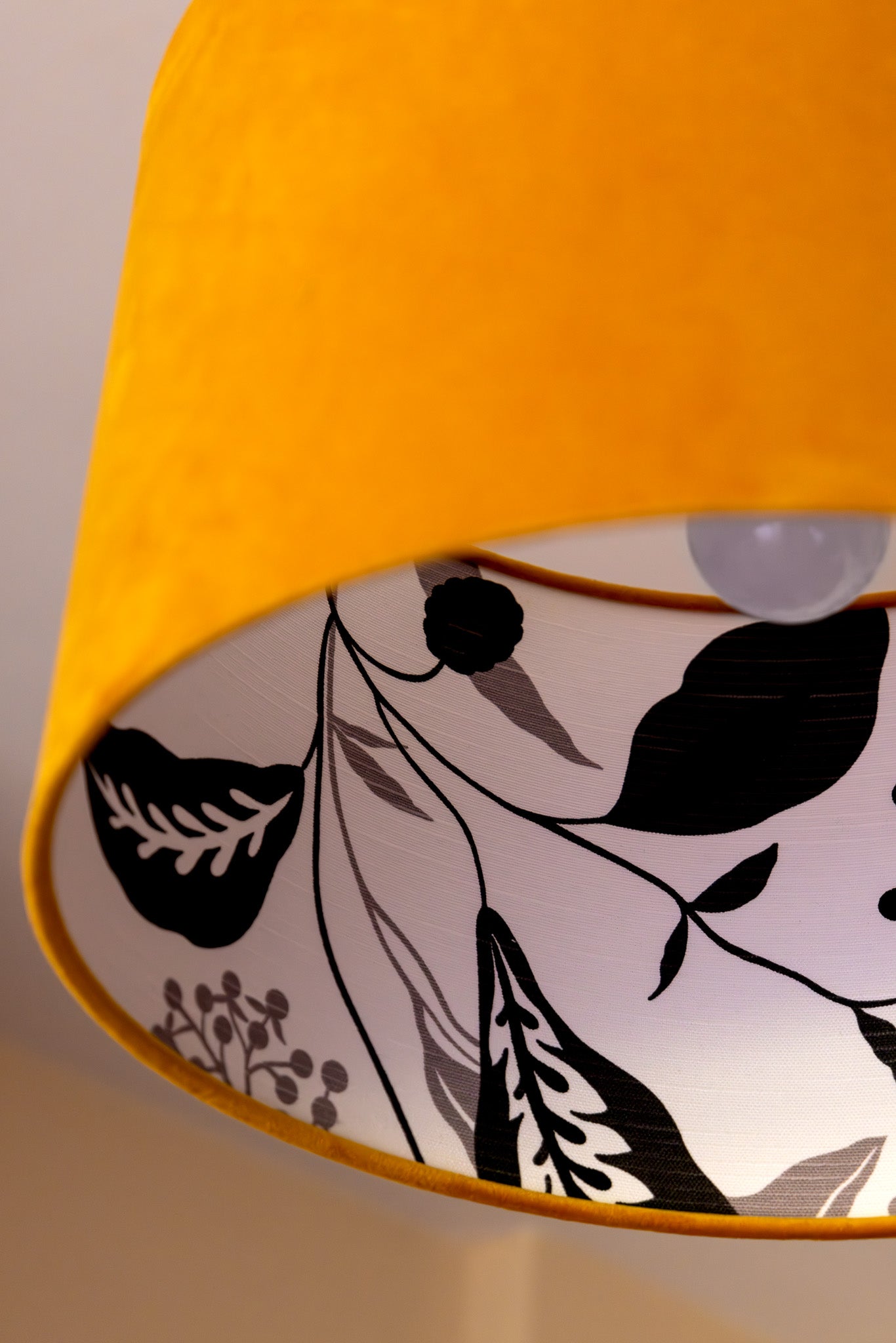 Nantina - Yellow Velvet Drum Lampshade