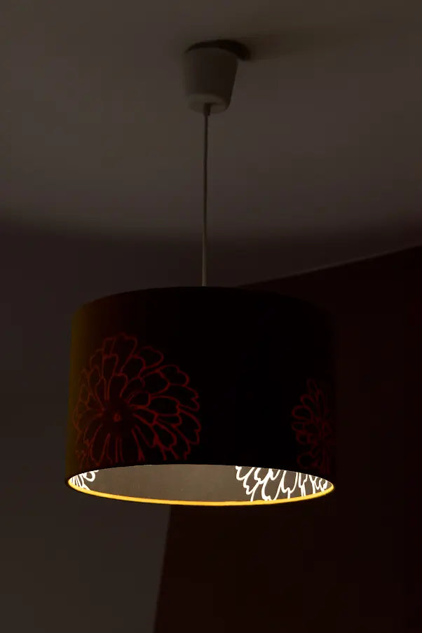 Flowers of the Light - Yellow Velvet Drum Lampshade