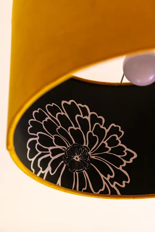 Flowers of the Light - Yellow Velvet Drum Lampshade