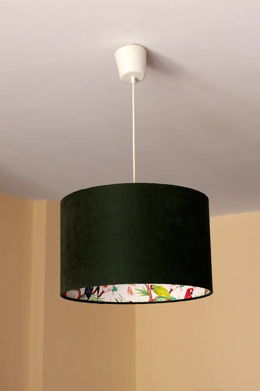 Toucan - Green Velvet Drum Lampshade