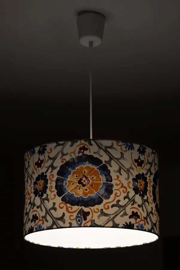 Garden of Time Blue Drum Lampshade