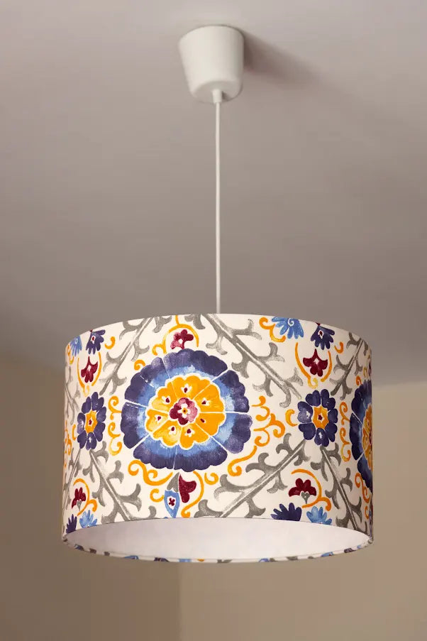 Garden of Time Blue Drum Lampshade