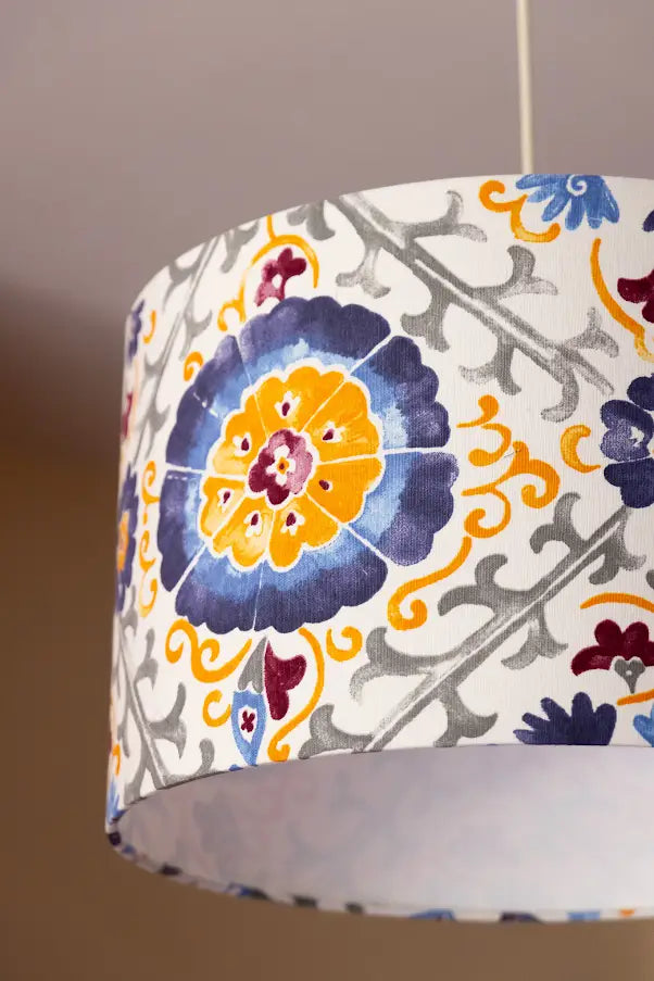 Garden of Time Blue Drum Lampshade